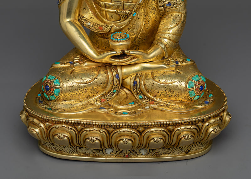 Statue of Buddha Amitabha | 24K Gold and Gemstone Majesty