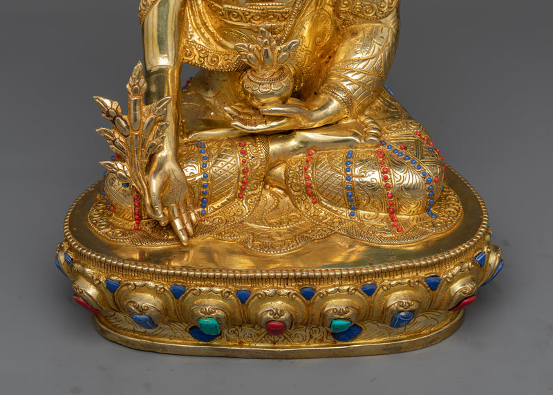 The Buddha of Medicine Bhaisajyaguru in 24K Gold | Sanctuary of Healing