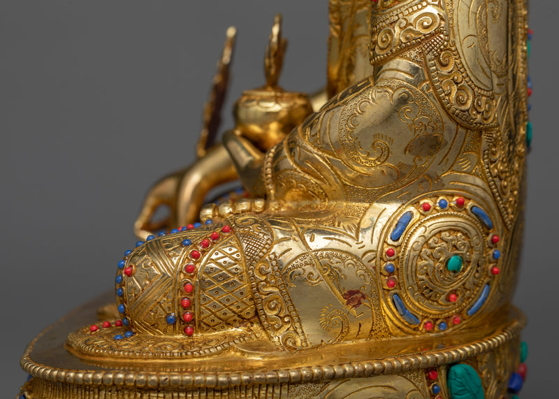 The Buddha of Medicine Bhaisajyaguru in 24K Gold | Sanctuary of Healing