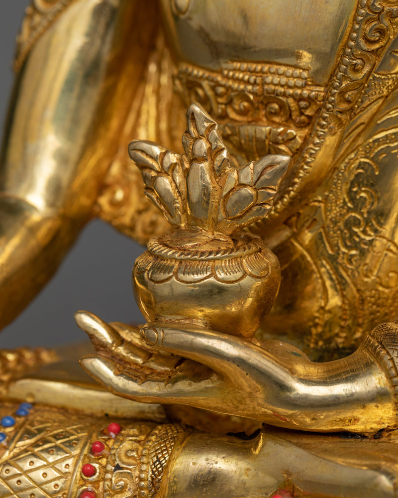 The Buddha of Medicine Bhaisajyaguru in 24K Gold | Sanctuary of Healing