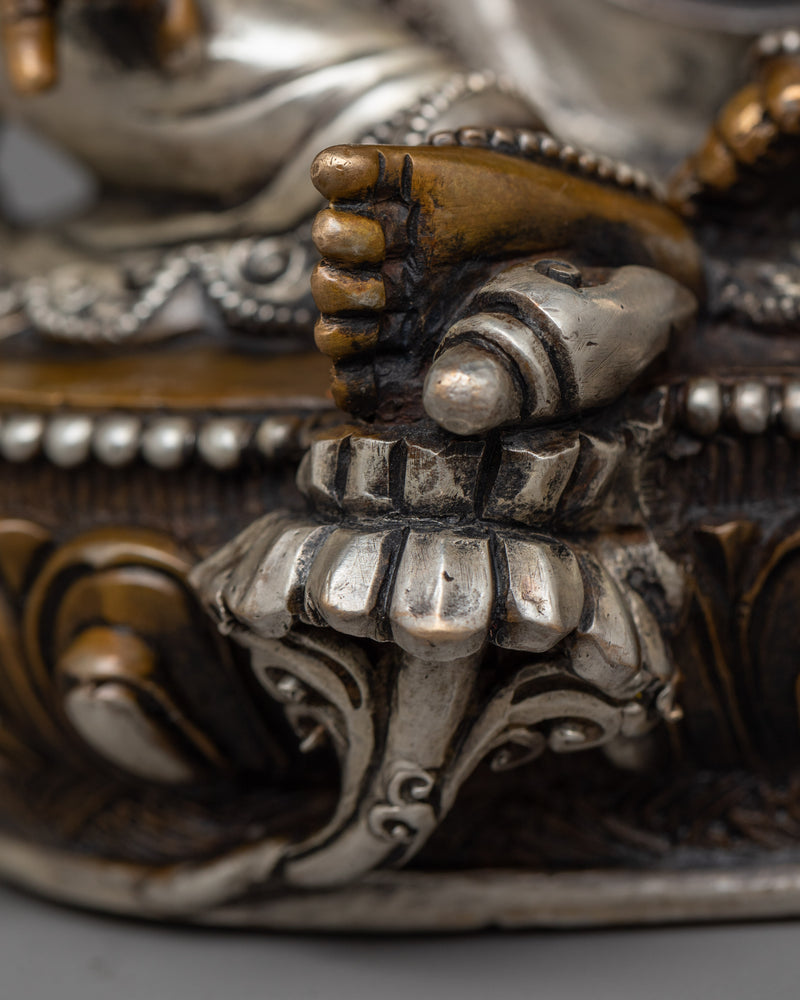 Nepalese Dzambhala Sculpture | Silver-Plated Wealth Deity