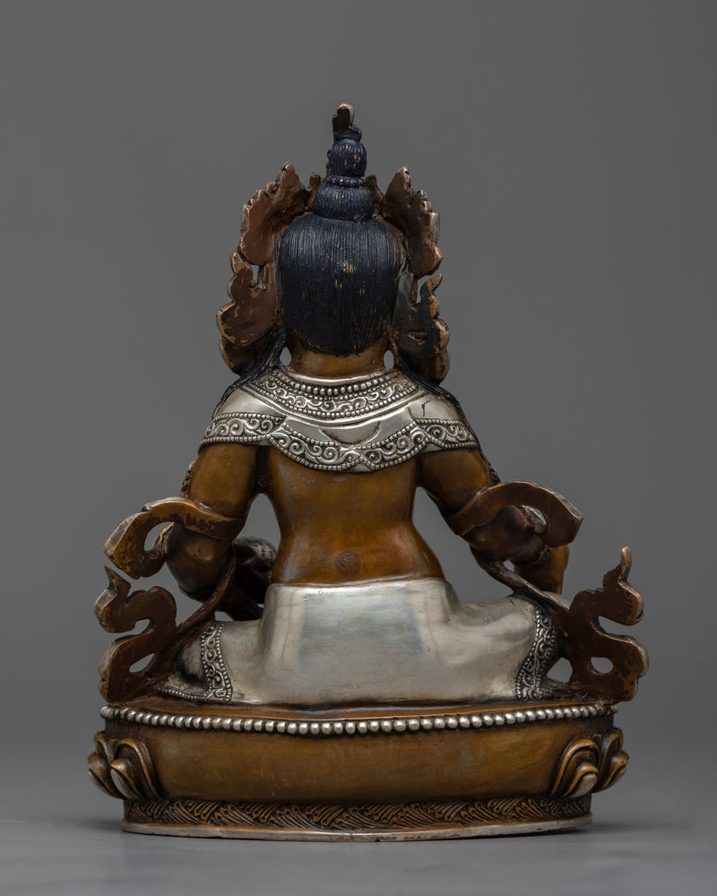 Nepalese Dzambhala Sculpture | Silver-Plated Wealth Deity