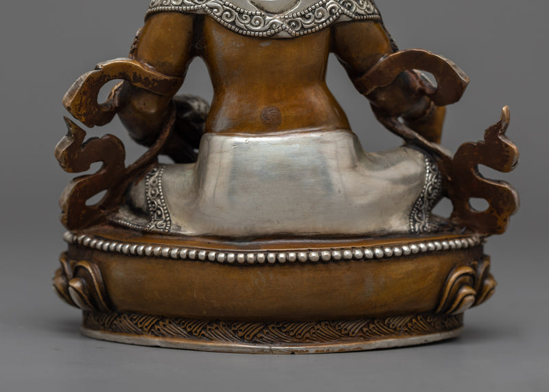 Nepalese Dzambhala Sculpture | Silver-Plated Wealth Deity