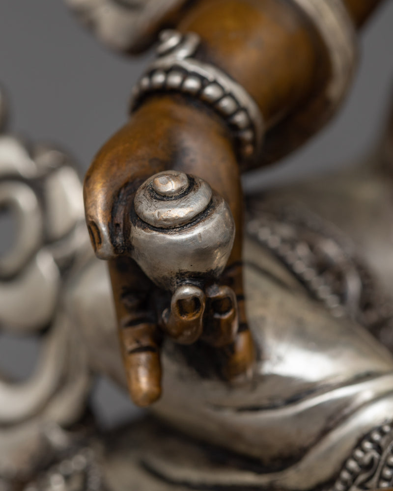 Nepalese Dzambhala Sculpture | Silver-Plated Wealth Deity