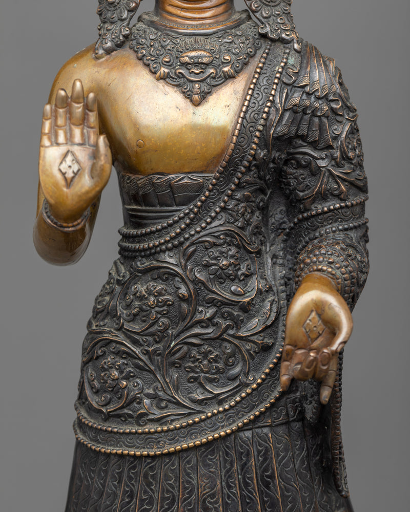 Dipankara Buddha Sculpture in Oxidized Elegance | The Herald of Light