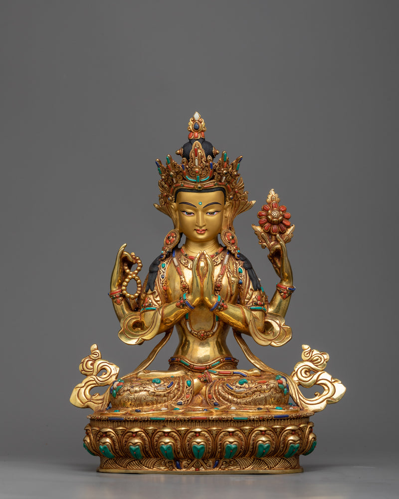 Five Bodhisattva Set: Chenrezig, Vajrasattva, Manjushri, Green Tara, Amitayus | Himalayan Artwork