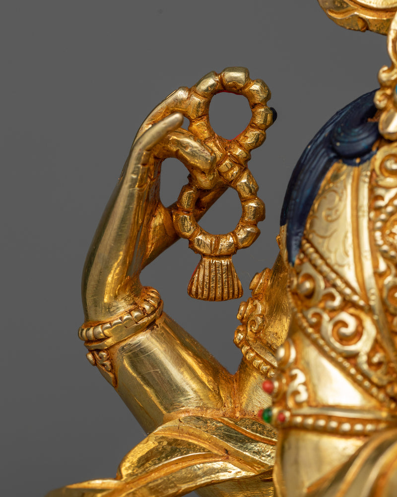 4-Arm Chenrezig Bodhisattva in 24K Gold | Embodiment of Compassion