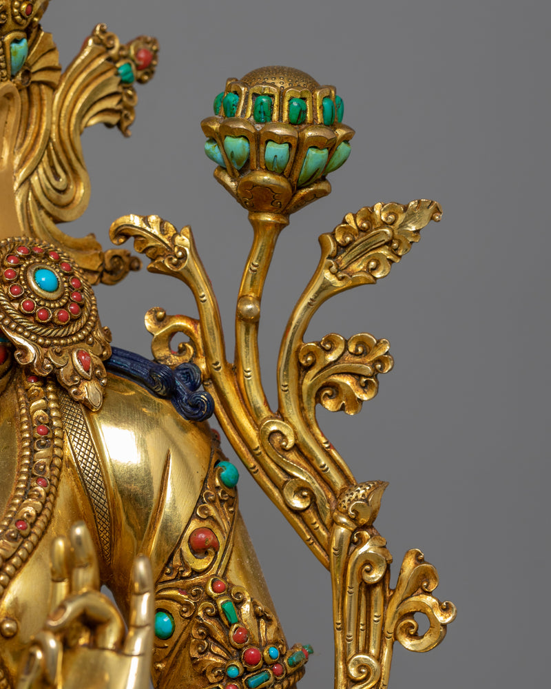 Shyama Tara Idol Adorned in 24K Gold | Nepalese Traditional Craftsmanship