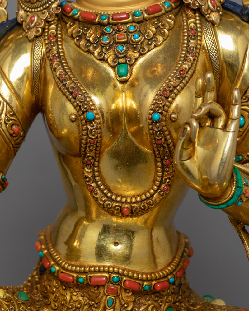 Shyama Tara Idol Adorned in 24K Gold | Nepalese Traditional Craftsmanship