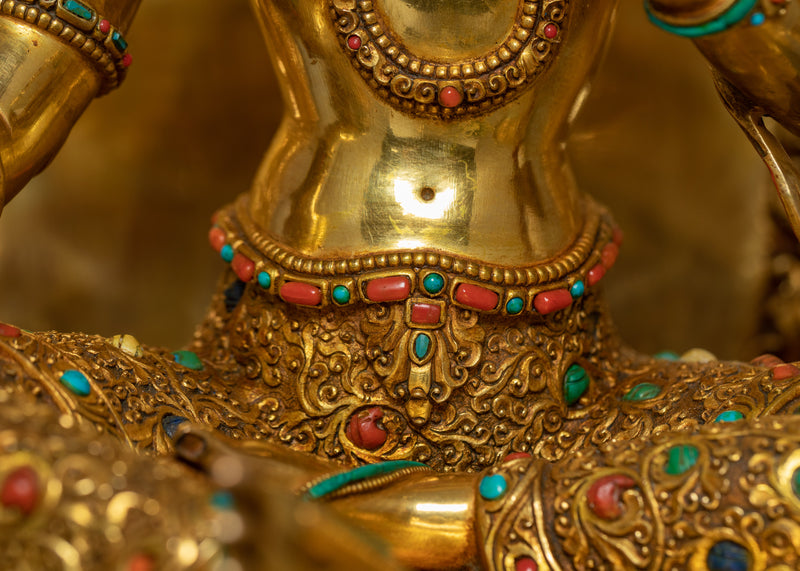 Shyama Tara on Shrine and Majestic Crown | Adorned in 24K Gold and Spirituality