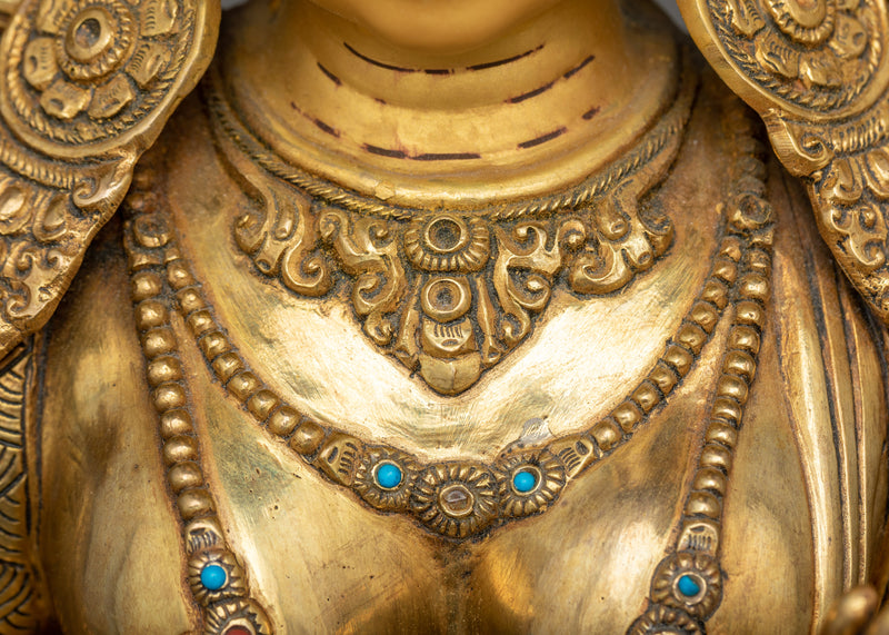 Copper Green Tara Sculpture in 24K Gold | Himalayan Buddhist Statues