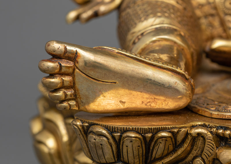 Copper Green Tara Sculpture in 24K Gold | Himalayan Buddhist Statues