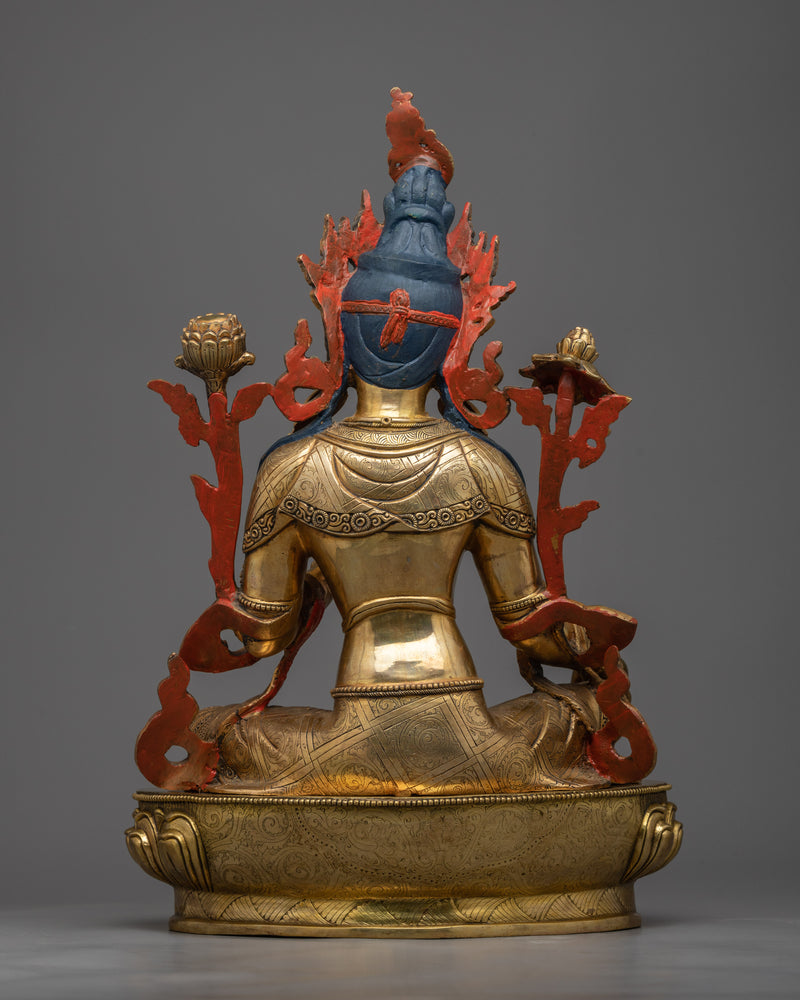 Copper Green Tara Sculpture in 24K Gold | Himalayan Buddhist Statues