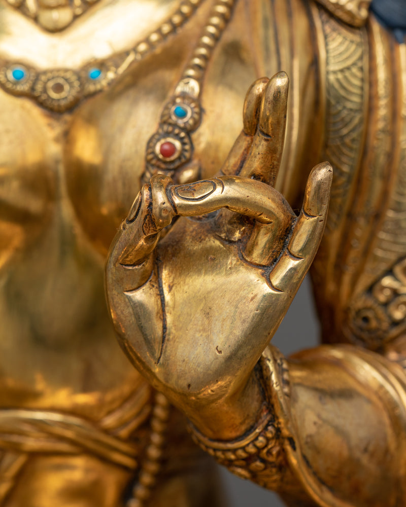 Copper Green Tara Sculpture in 24K Gold | Himalayan Buddhist Statues