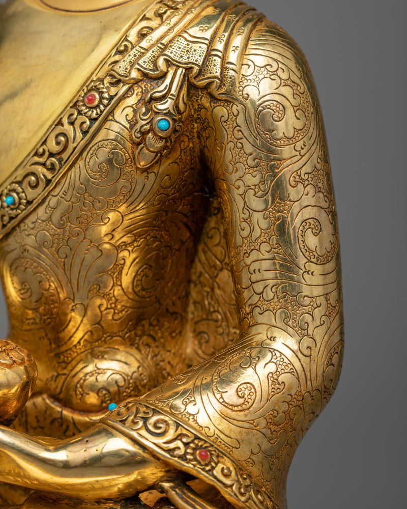 Copper Shakyamuni Buddha Statuette | Traditional Buddhist Artwork