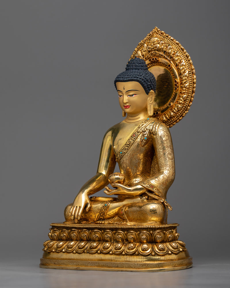 copper shakyamuni-buddha-statuette