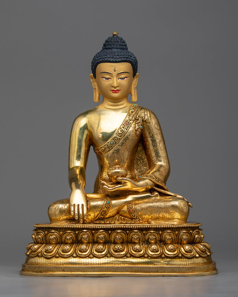 copper shakyamuni-buddha-statuette