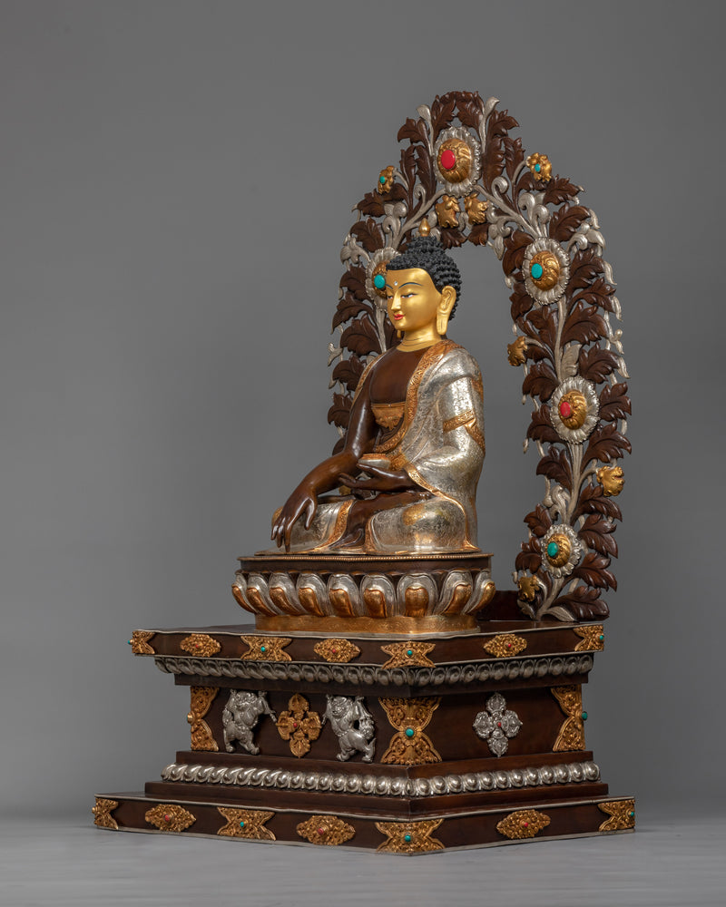 shakyamuni-buddha-on throne copper statue