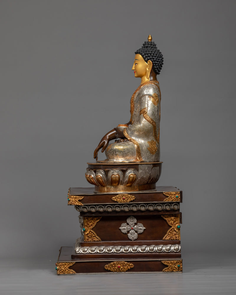 Shakyamuni Buddha on Throne Copper Statue | Majestic Enlightenment