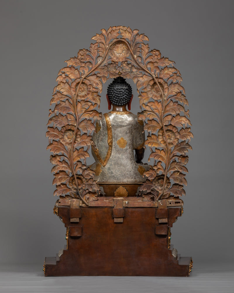 Shakyamuni Buddha on Throne Copper Statue | Majestic Enlightenment