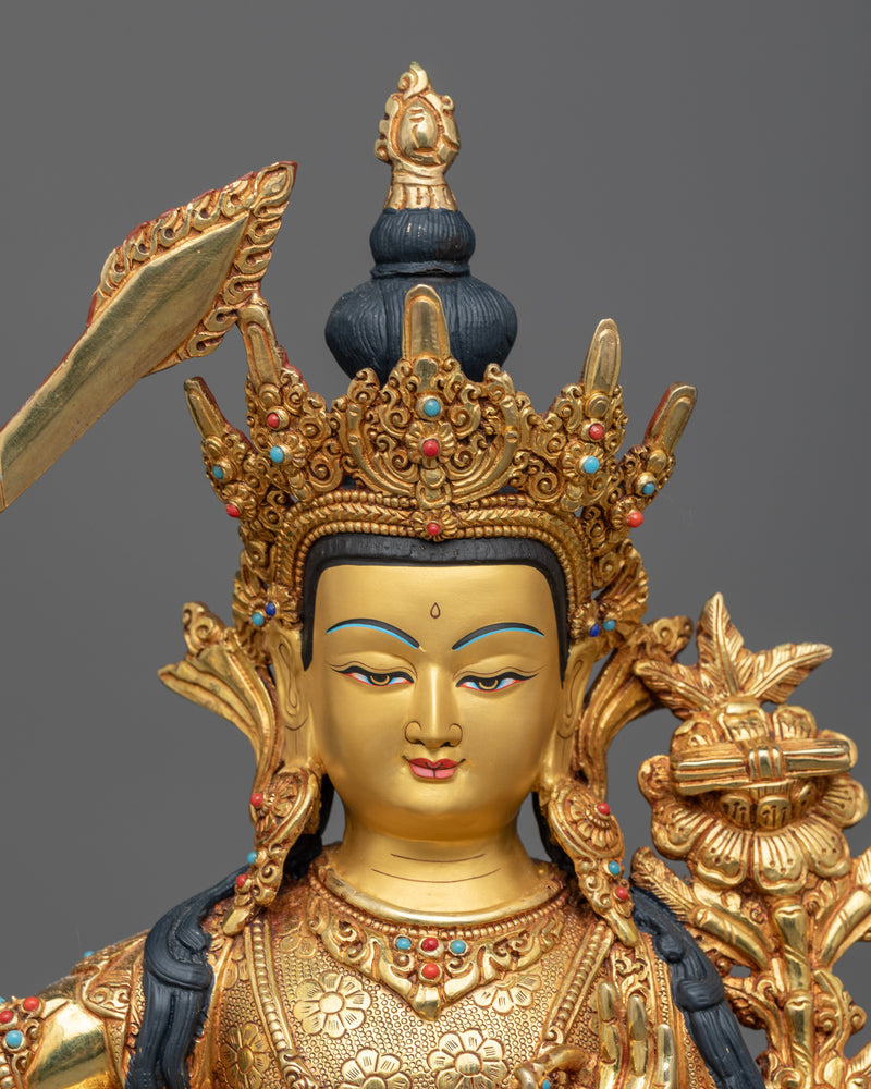 Copper statue of manjushri