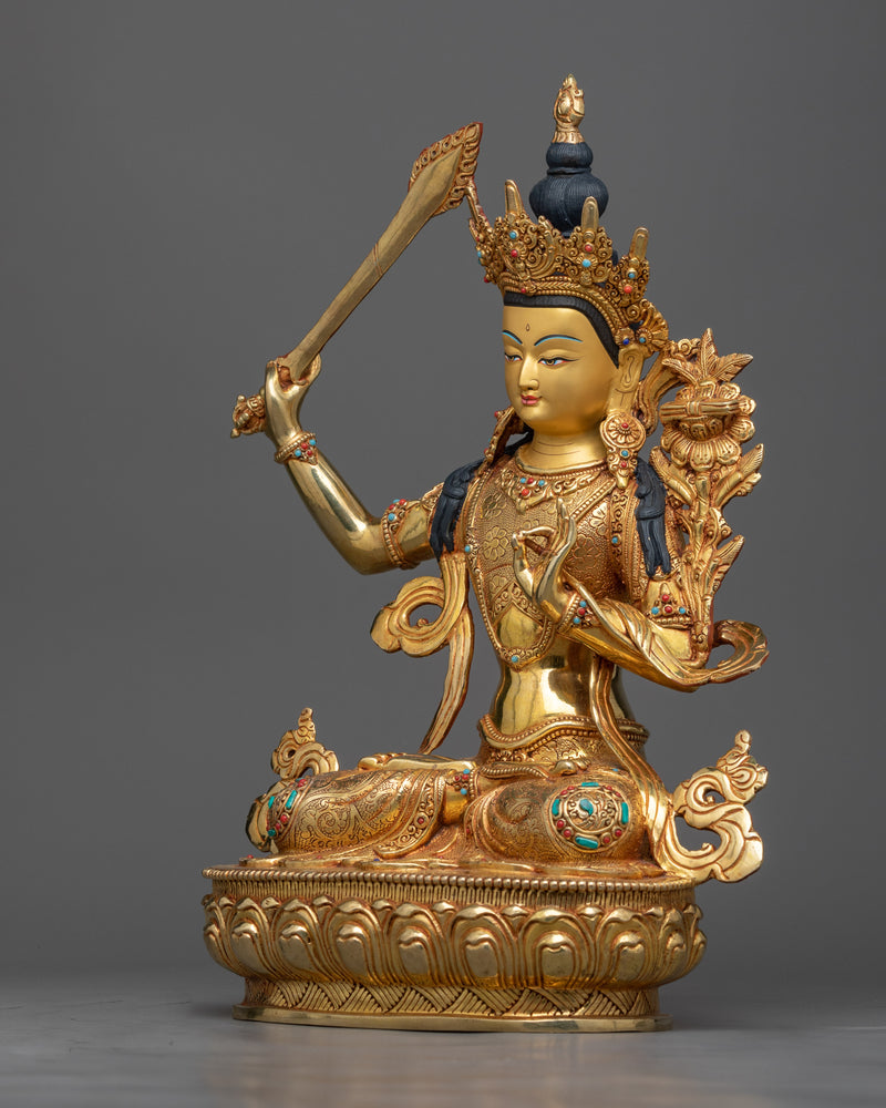 Copper statue of manjushri