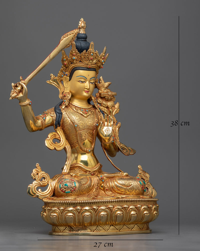 Copper statue of manjushri