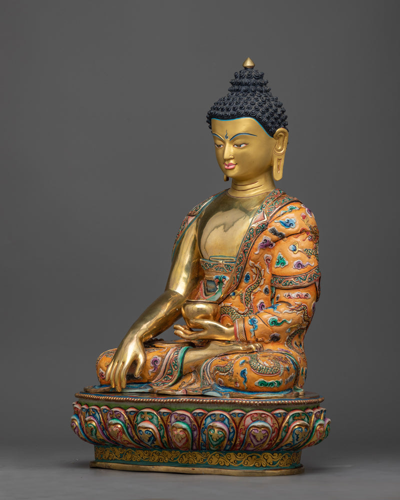 beautiful copper statue of shakyamuni-buddha