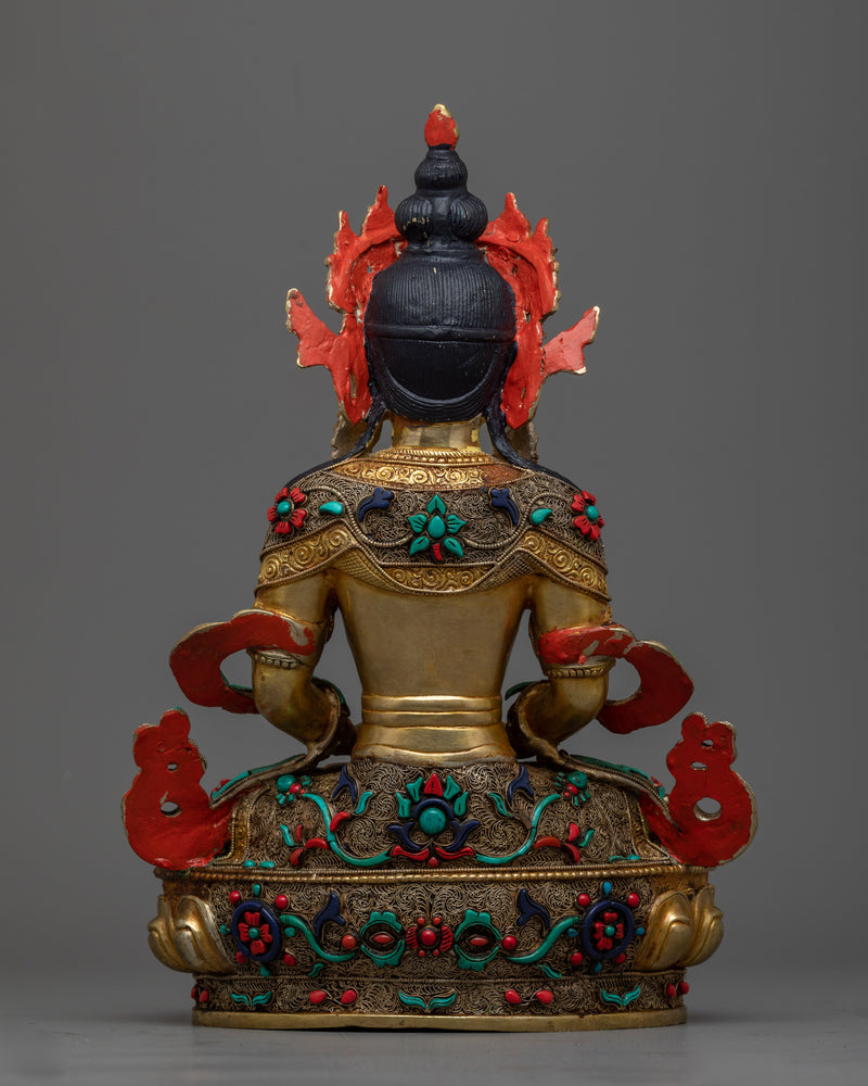 Beautiful Amitayus Statue | Himalayan Buddhist Artwork