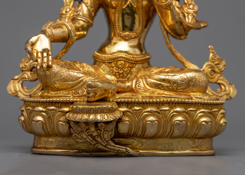 Beautiful Copper Statue of Green Tara | Embrace of Compassion