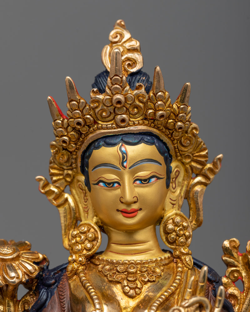 beautiful copper statue of white-tara