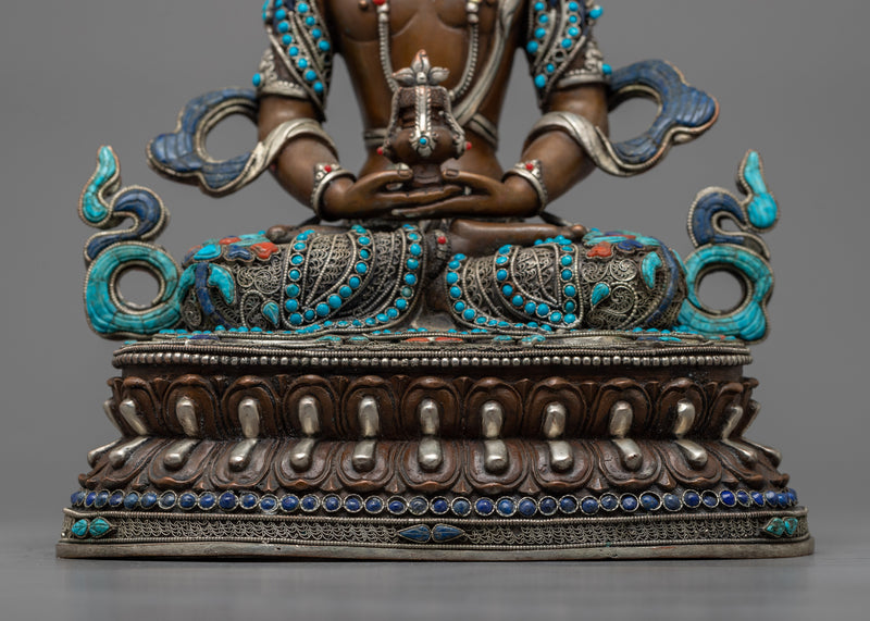 Amitayus Sculpture Adorned with Gemstones | Nepalese Handicrafts