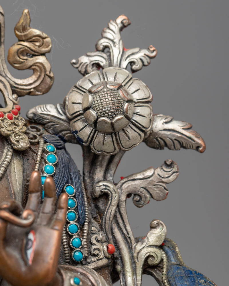 White Tara Sculpture Adorned with Gemstones | Serenity and Healing