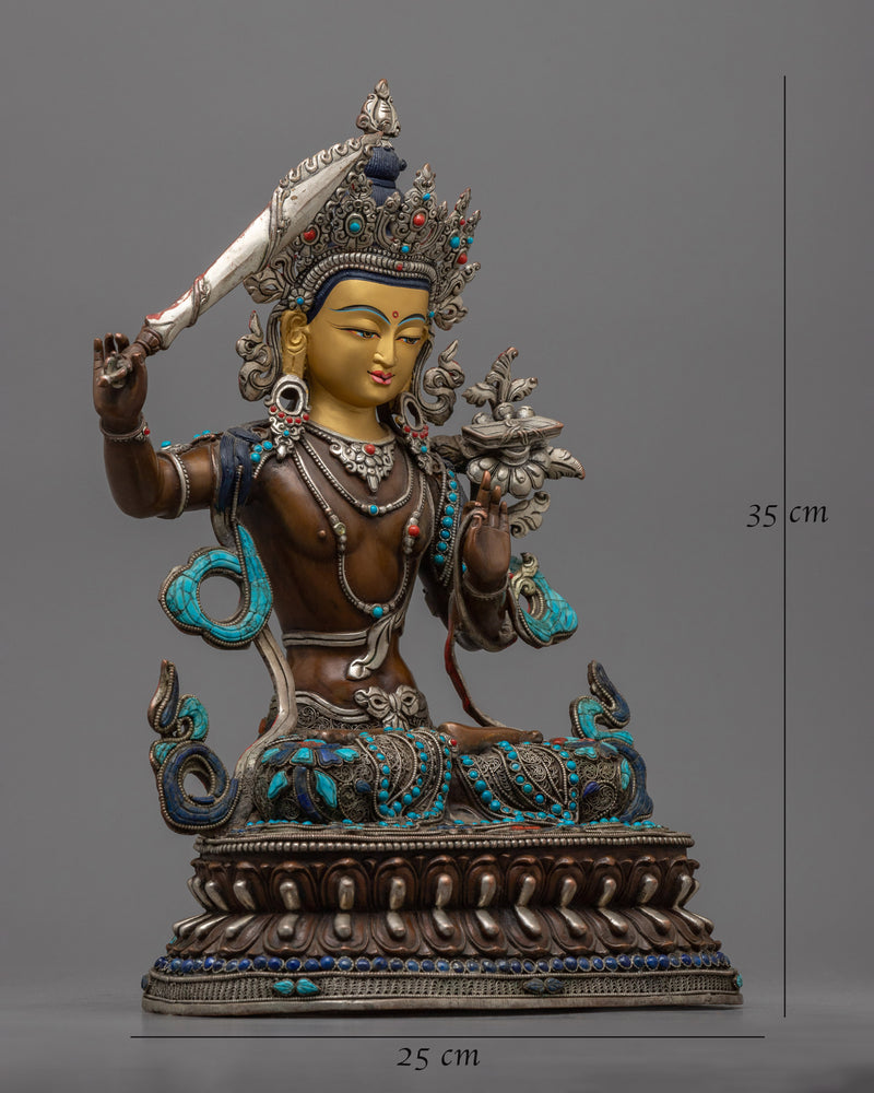 manjushri-sculpture with gemstones