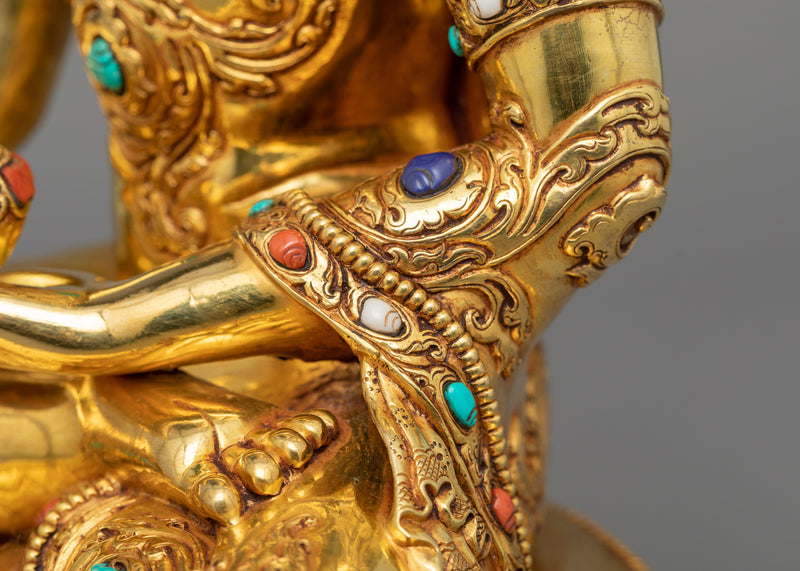 Shakyamuni Buddha with Elongated Ear Sculpture | 3 layers of Gold Gilding