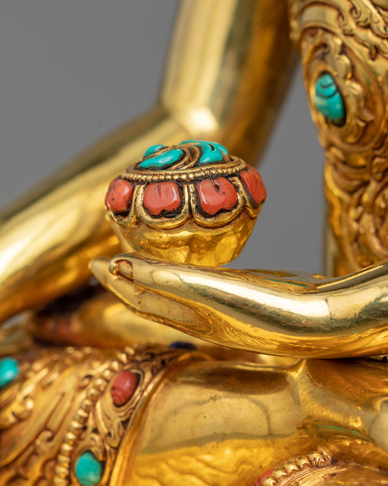 Shakyamuni Buddha with Elongated Ear Sculpture | 3 layers of Gold Gilding