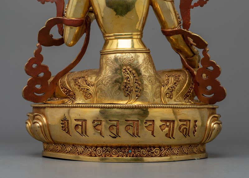 Green Tara Triple Layer Gilt Statue | Sanctuary of Enlightenment