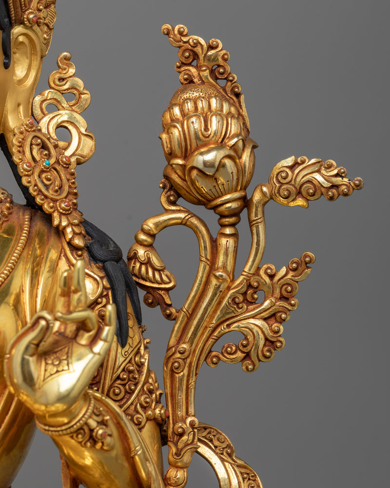 Green Tara Triple Layer Gilt Statue | Sanctuary of Enlightenment