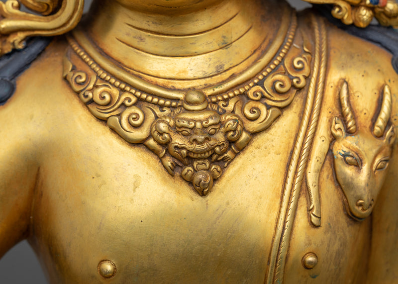 2-Arm Lokeshvara Statue | Essence of Compassion in Gold Gilded Copper