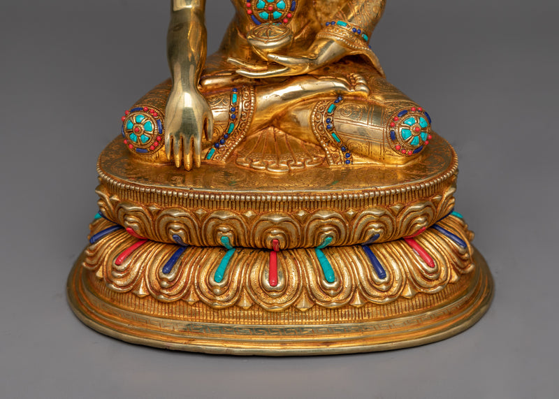 Serene Shakyamuni Buddha Gilt Sculpture | Radiance of Enlightenment