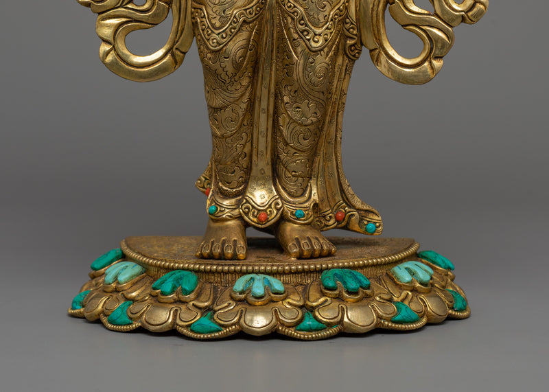 Majestic Guru Rinpoche with Two Consorts Sculpture | Unity of Wisdom and Compassion