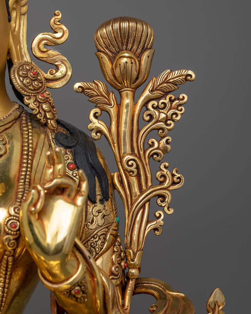 Majestic Green Tara Sculpture for Buddhist Altar | Compassion in Action