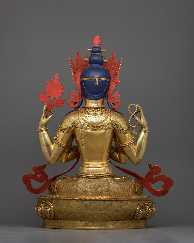 Four Arms Boddhisatva Chenrezig Statue | A Radiant Beacon of Compassion and Wisdom