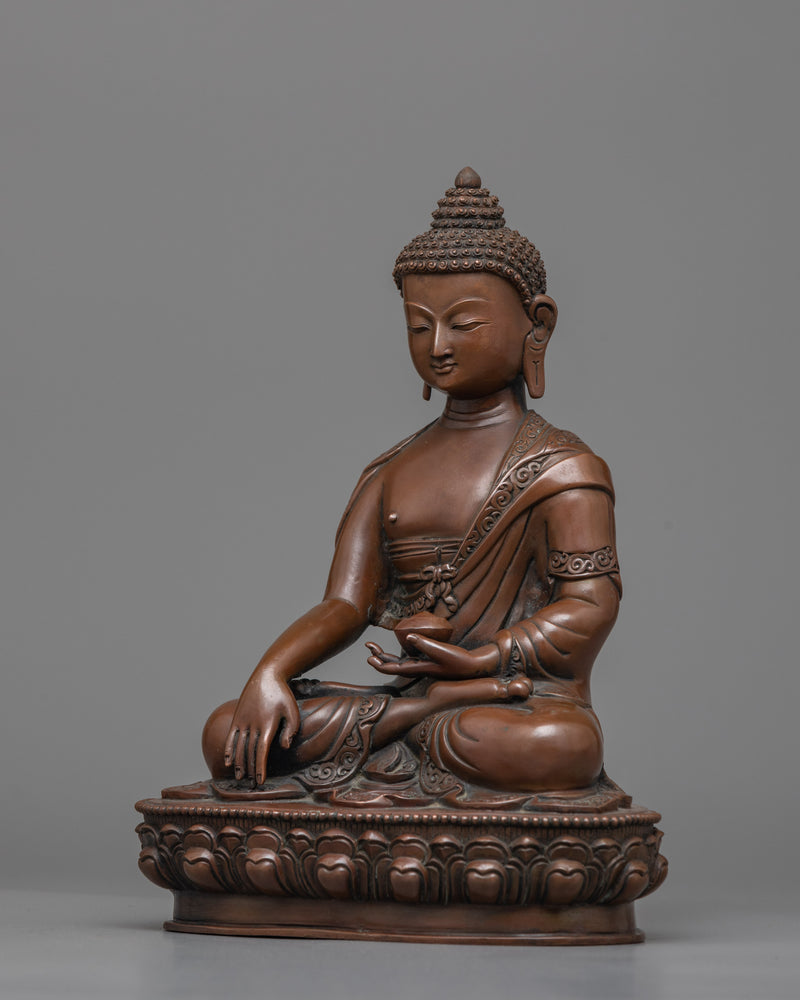 Oxidized copper shakyamuni-buddha-statue