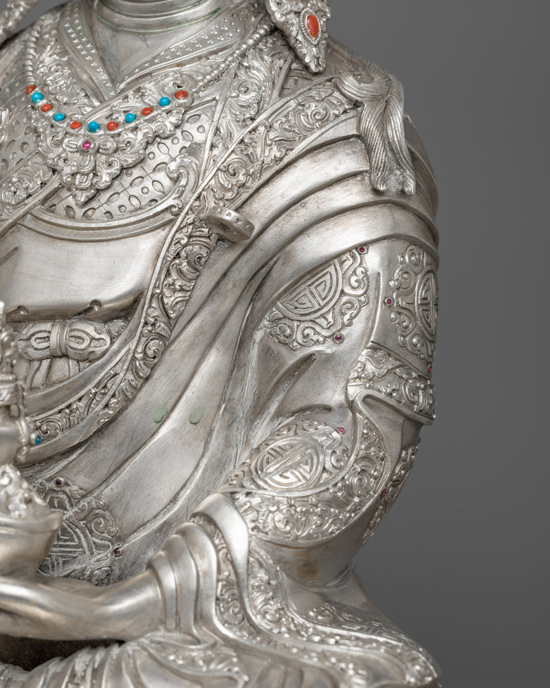 Guru Rinpoche Silver Statue | Mastery of Spiritual Enlightenment