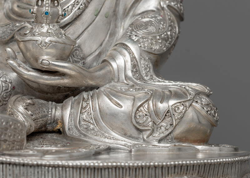 Guru Rinpoche Silver Statue | Mastery of Spiritual Enlightenment