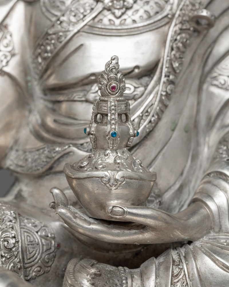 Guru Rinpoche Silver Statue | Mastery of Spiritual Enlightenment