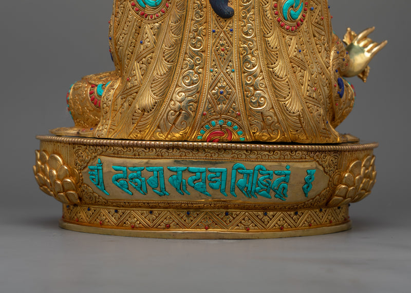 Tantric Master Guru Rinpoche Gold-Gilded Statue | A Masterpiece of Divine Artistry