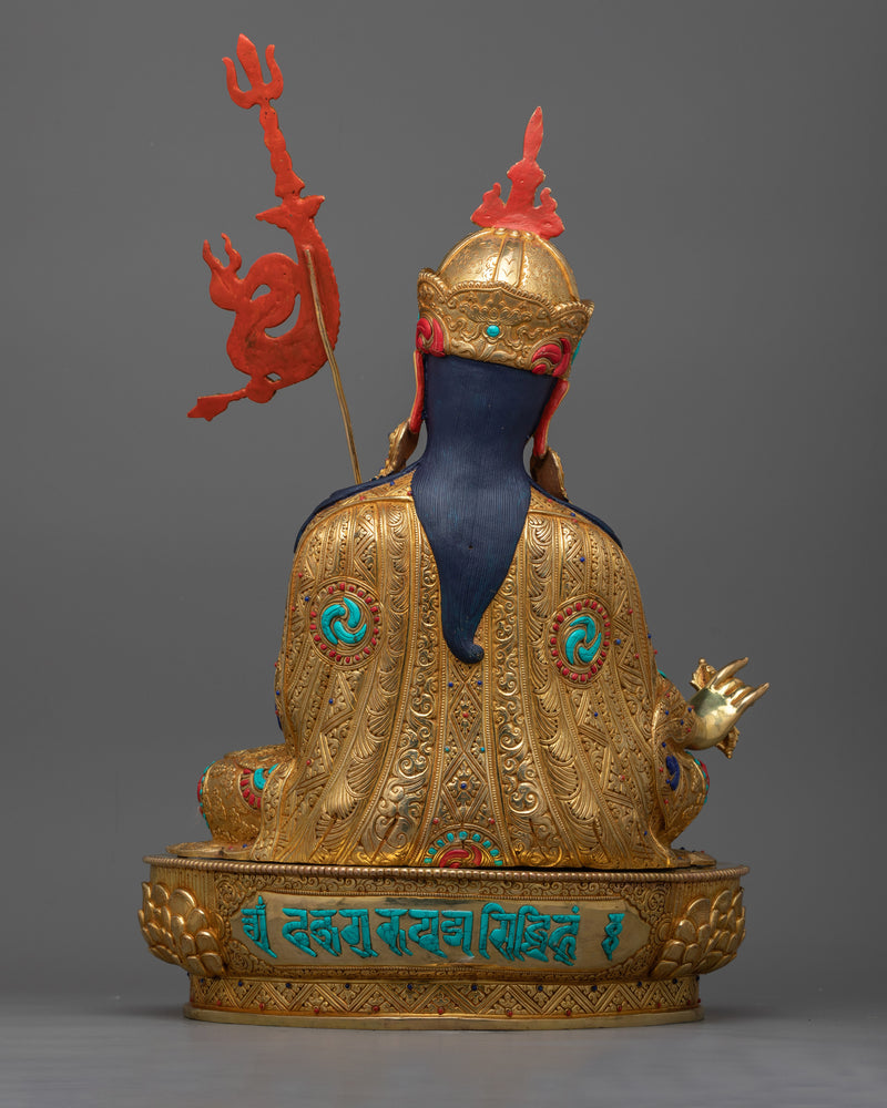 Tantric Master Guru Rinpoche Gold-Gilded Statue | A Masterpiece of Divine Artistry