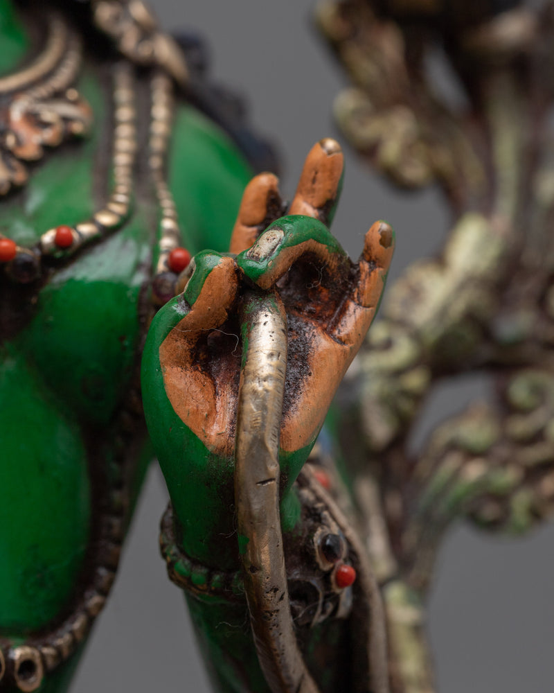 Hued Green Tara Statue | Embrace Divine Protection and Compassion